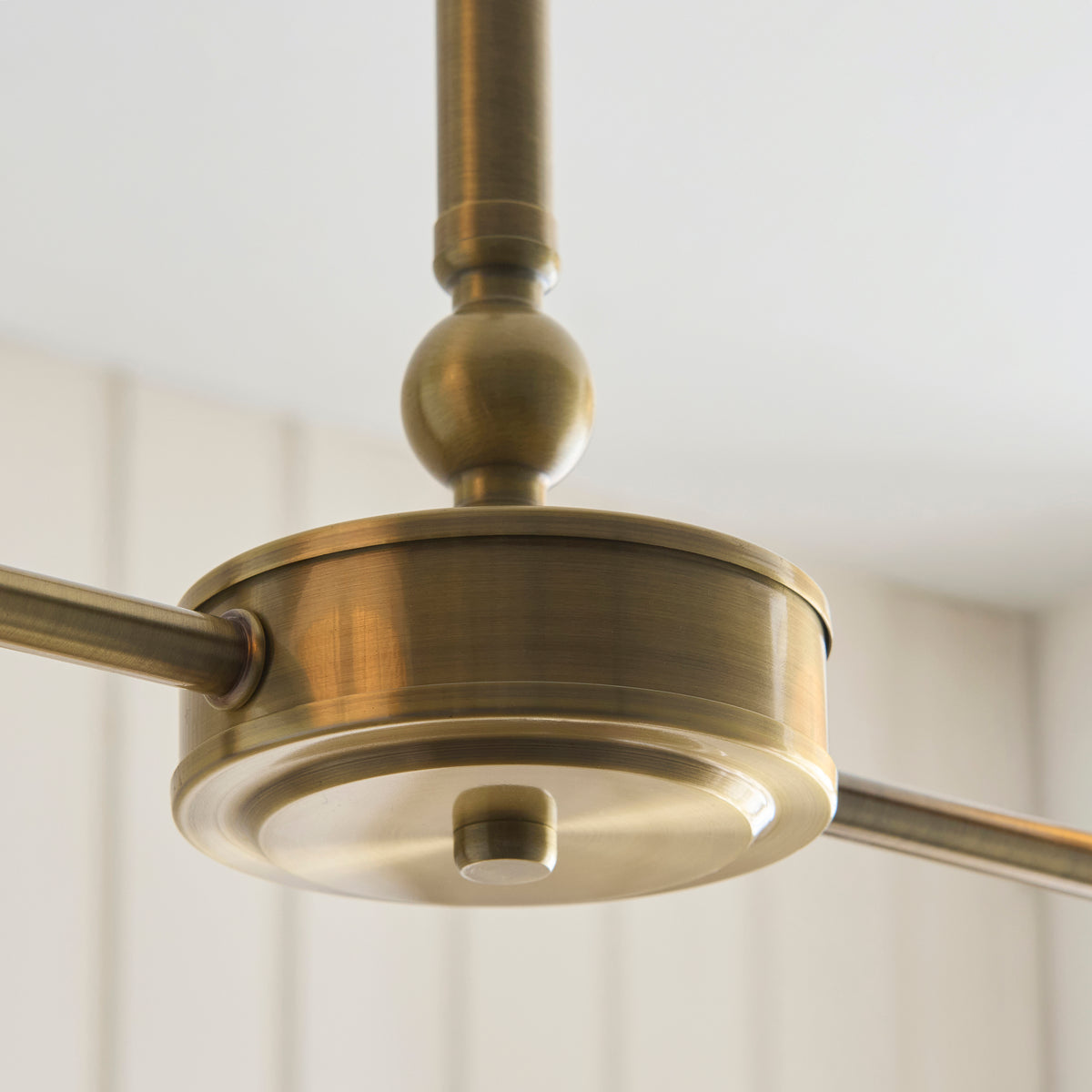 Jericho Two Light Linear Pendant in Antique Brass with Warm Brown Rattan Shades