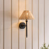 Jericho Wall Light in Matt Black with Natural Rattan Shade