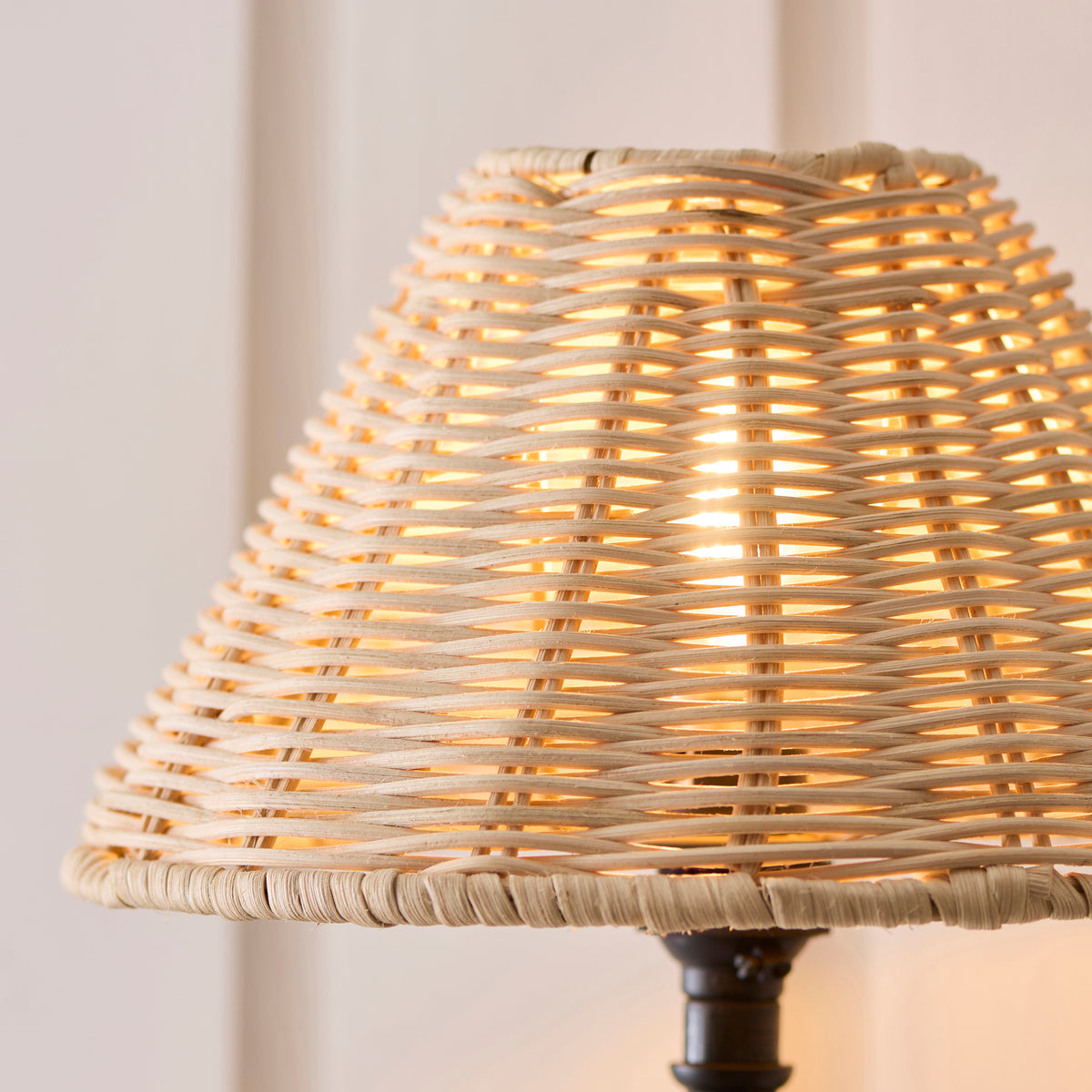 Jericho Wall Light in Matt Black with Natural Rattan Shade