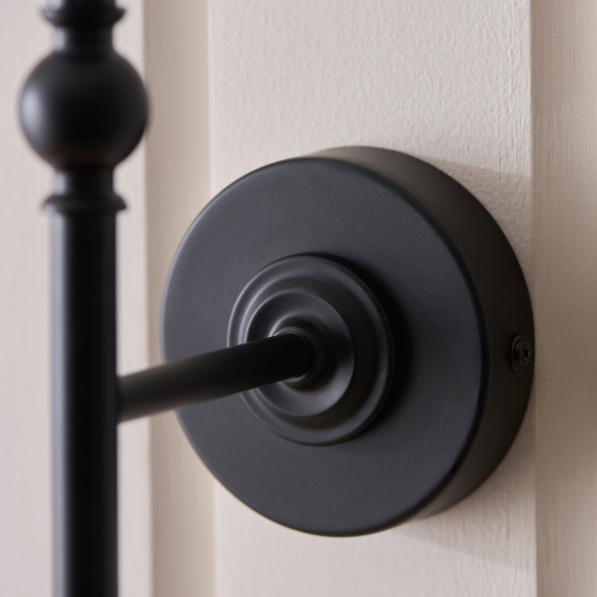 Jericho Wall Light in Matt Black with Natural Rattan Shade