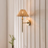 Jericho Wall Light in Antique Brass with Natural Rattan Shade