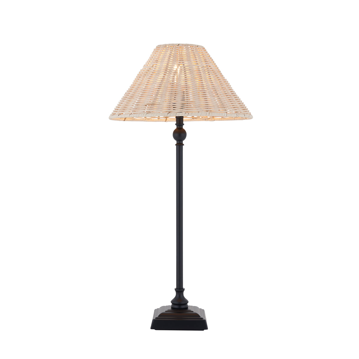 Jericho Table Lamp in Matt Black with Natural Rattan Shade