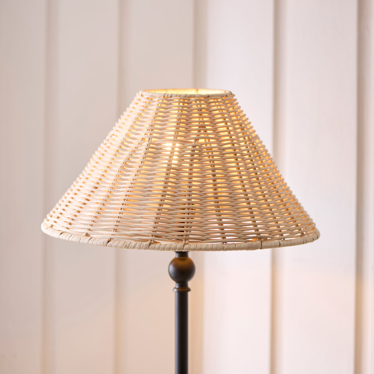 Jericho Table Lamp in Matt Black with Natural Rattan Shade