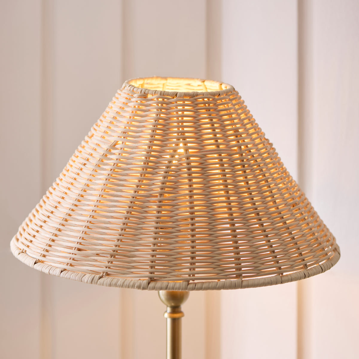 Jericho Table Lamp in Antique Brass with Natural Rattan Shade