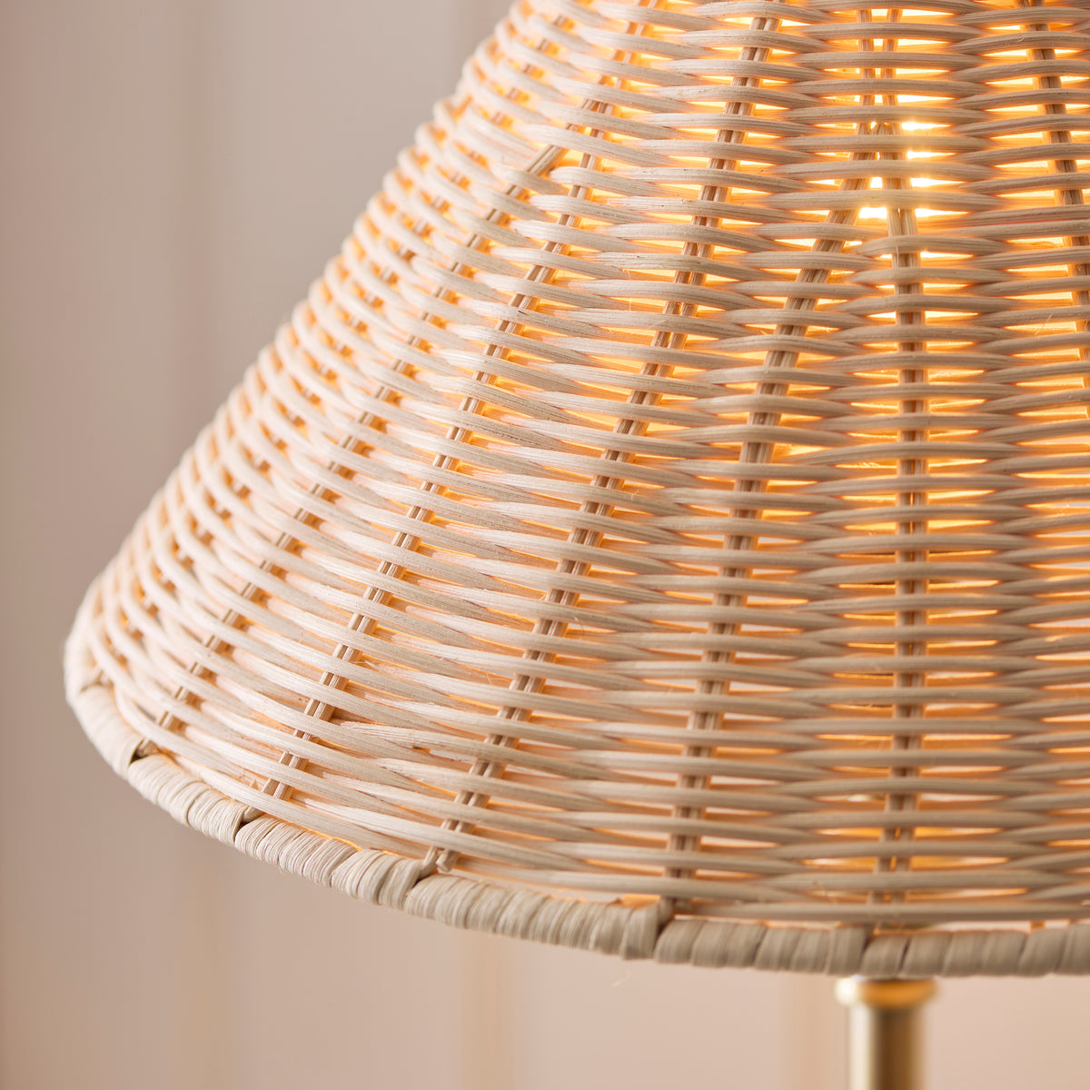 Jericho Table Lamp in Antique Brass with Natural Rattan Shade