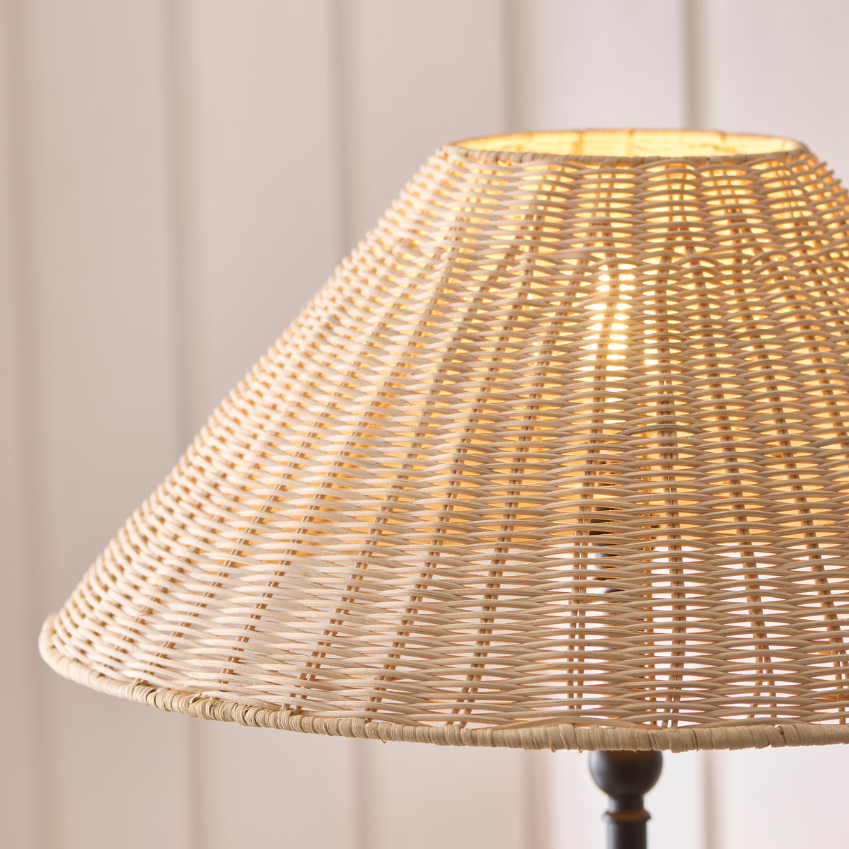Jericho Floor Lamp in Matt Black with Natural Rattan Shade