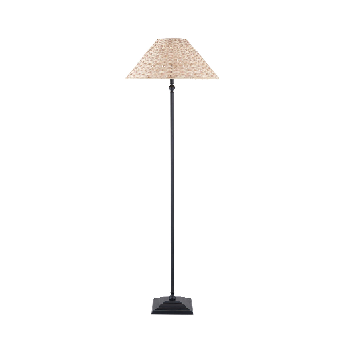 Jericho Floor Lamp in Matt Black with Natural Rattan Shade
