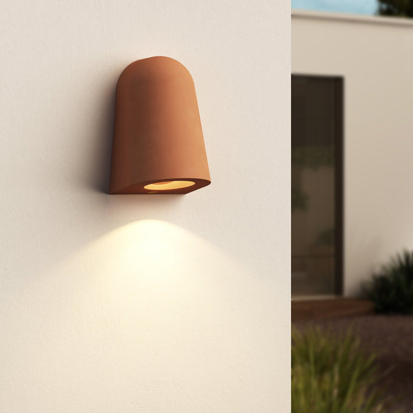 Mast IP44 Exterior Coastal Wall Light in Terracotta Concrete