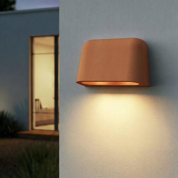 Mast Twin Exterior Coastal Wall Light in Terracotta Concrete
