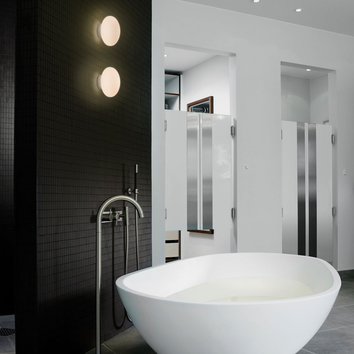 Zeppo IP44 Opal Glass Bathroom Wall Light in Polished Chrome