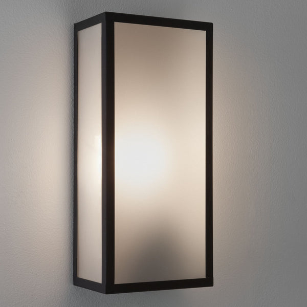 Messina Frosted II IP44 Exterior Black Wall Light