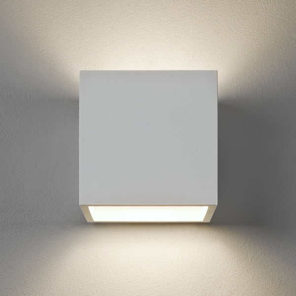 Pienza Square Wall Light in White Plaster