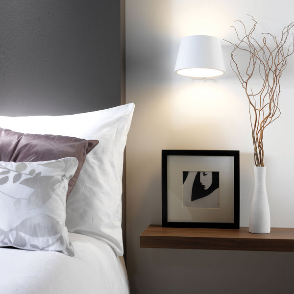 Koza Switched Plaster White Wall Light