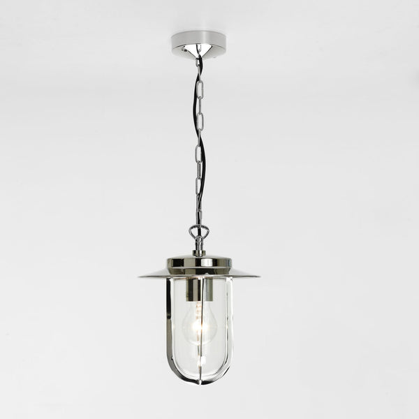 Montparnasse Exterior IP44 Pendant Light in Polished Nickel