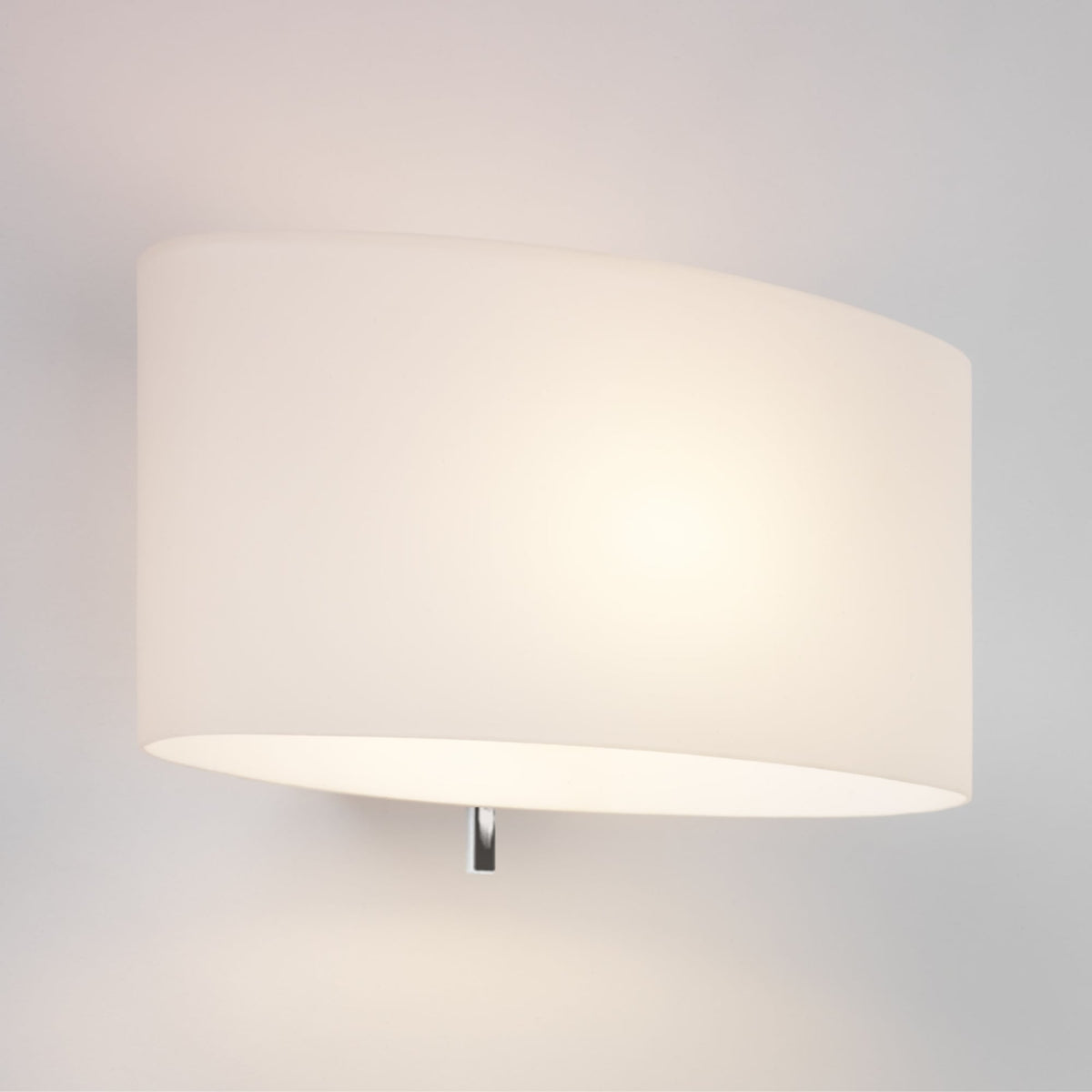 White curved wall light with a metal fixture