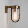 Cabin Exterior Wall Light in Antique Brass and Clear Glass