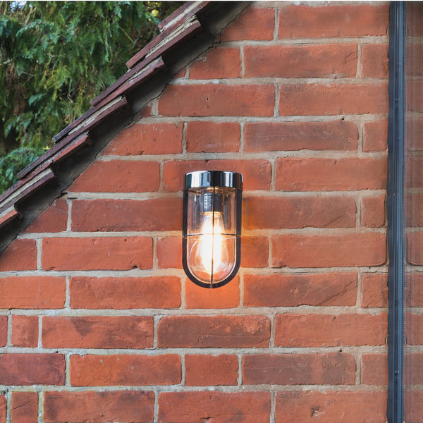 Cabin Frosted Glass Wall Light in Antique Brass