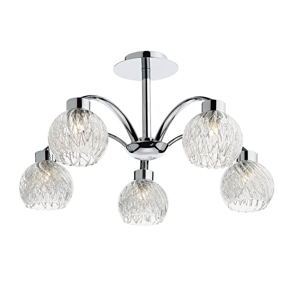 Yasmin 5 Light Semi Flush Fitting in Polished Chrome