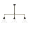 Ray 3 Light Pendant Bar in Antique Brass