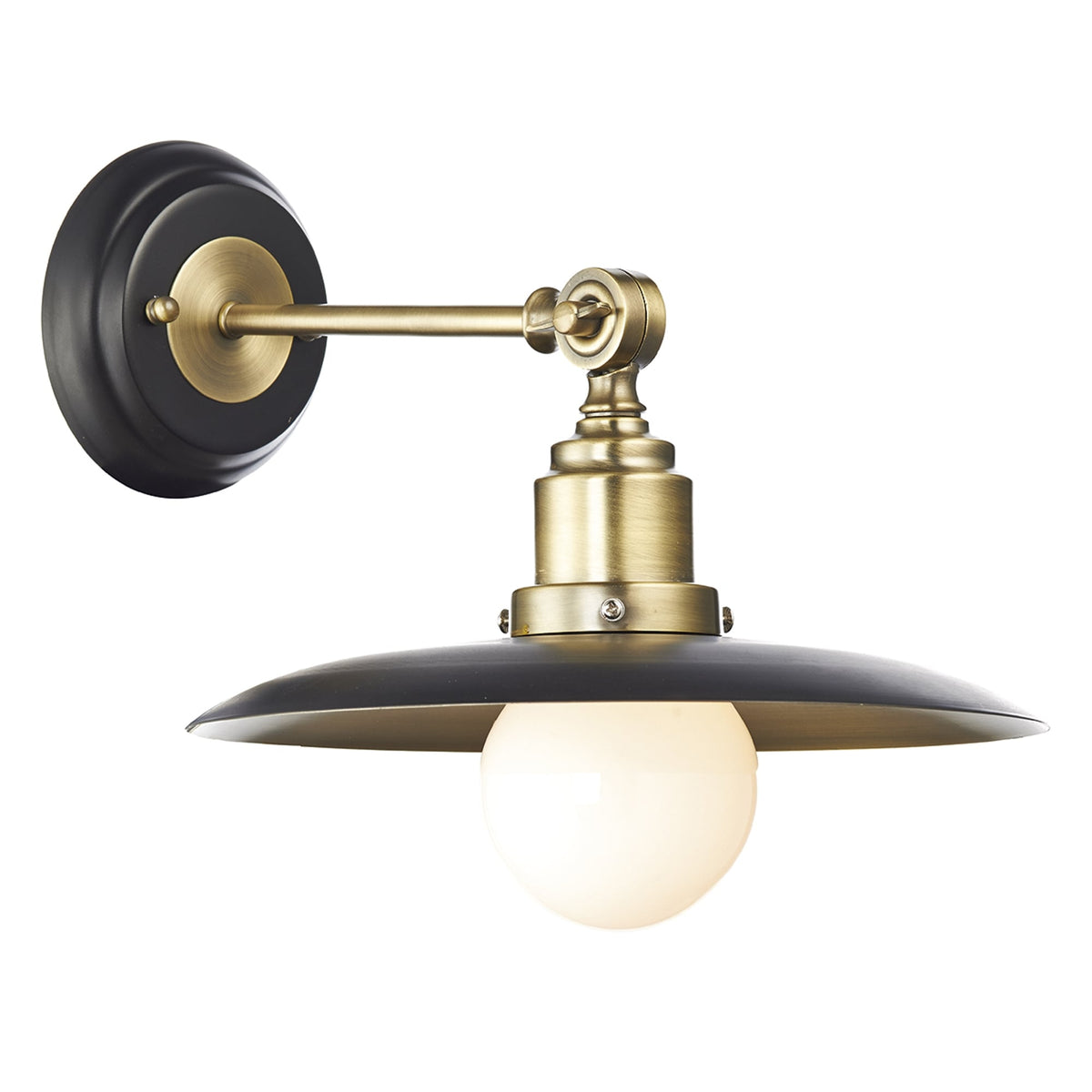 Hannover Wall Light in Black and Antique Brass