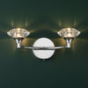 Luther Double Wall Light in Polished Chrome and Crystal Glass