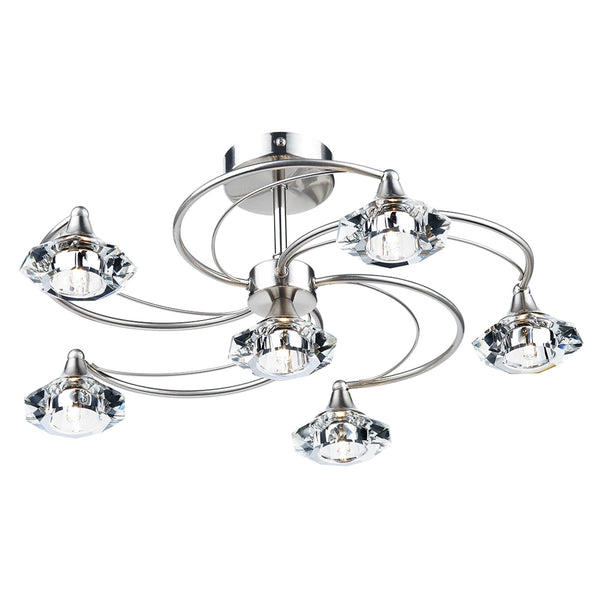 Luther 6 Light Semi Flush in Satin Chrome
