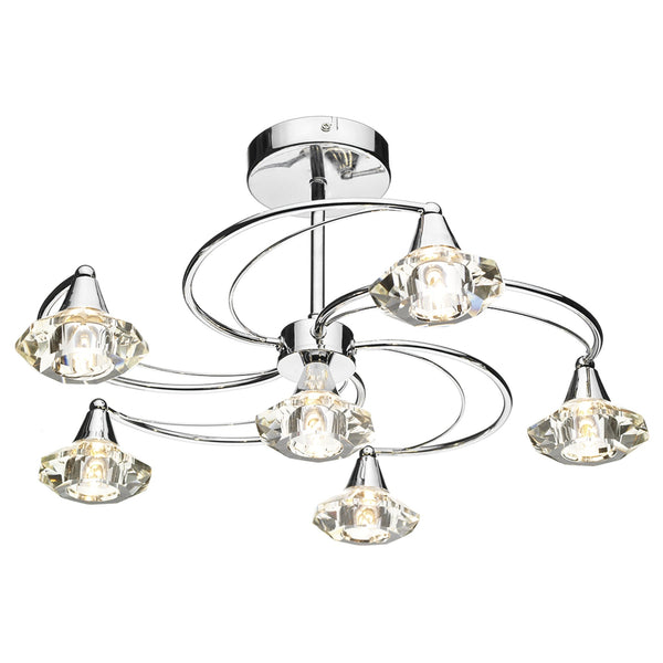Luther 6 Light Semi Flush Ceiling Light in Polished Chrome