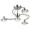 Luther 4 Light Semi Flush Ceiling Light in Satin Chrome and Crystal Glass