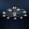Luther 10 Light Semi Flush Ceiling Light in Satin Chrome