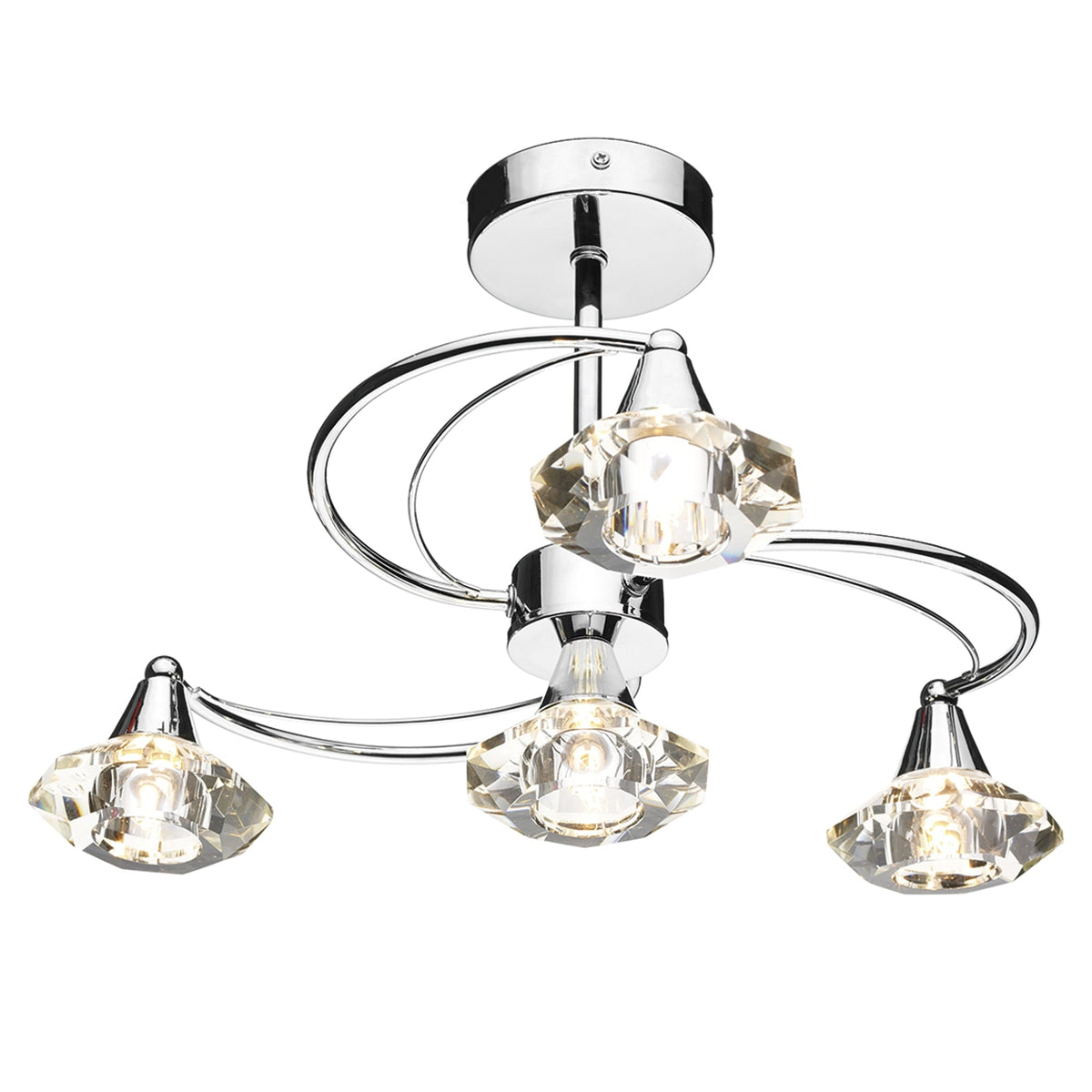 Luther 4 Light Semi Flush in Polished Chrome with Crystal Glass