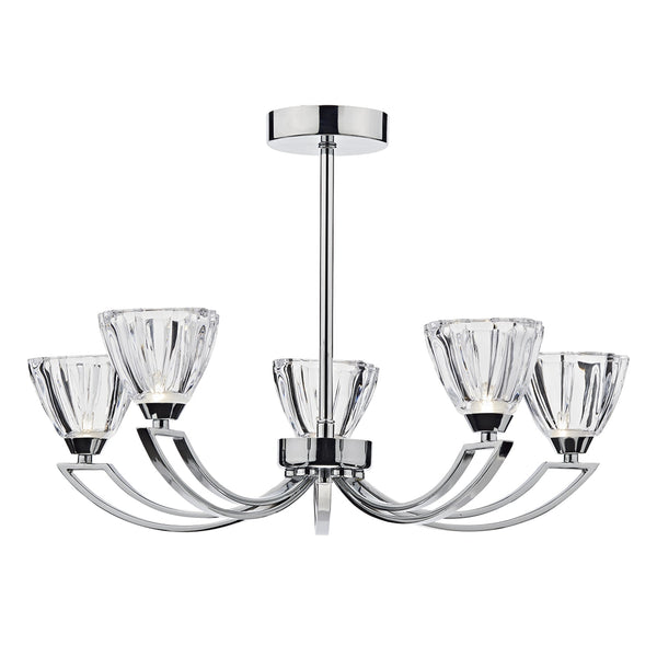 Vito Five Light Semi Flush Fitting in Polished Chrome