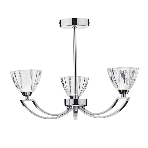 Vito Triple Light Semi Flush Fitting in Polished Chrome
