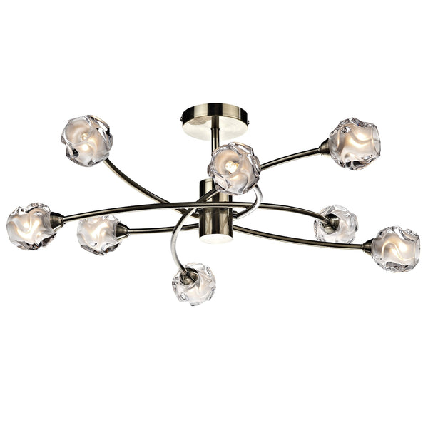 Seattle Eight Light Semi Flush Fitting in Antique Brass