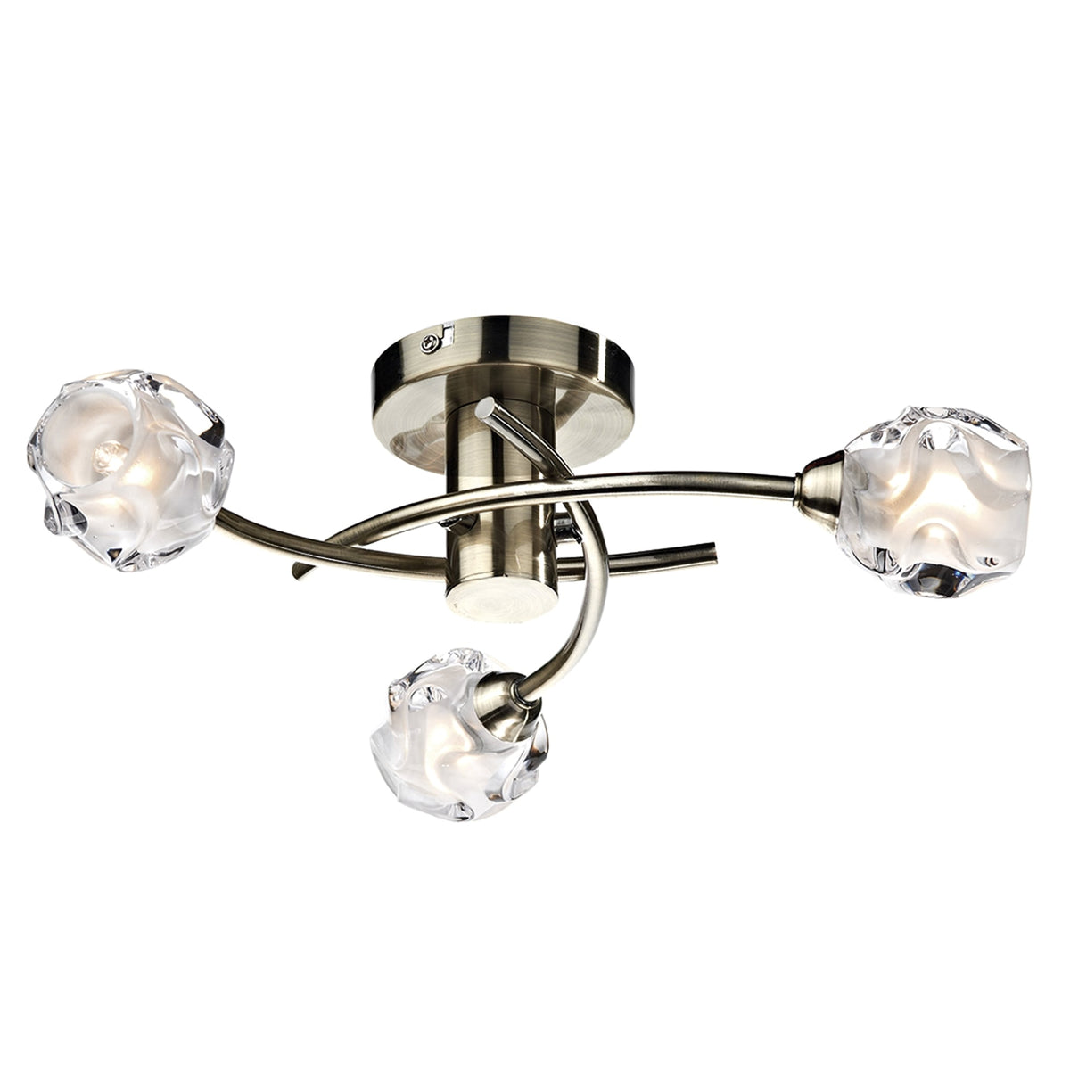 Seattle Triple Light Semi Flush Fitting in Antique Brass