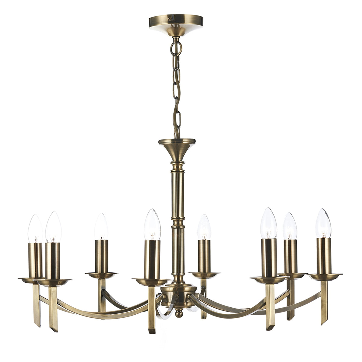 Ambassador 8 Light Chandelier Pendant in Antique Brass