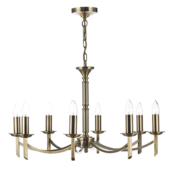 Ambassador 8 Light Chandelier Pendant in Antique Brass