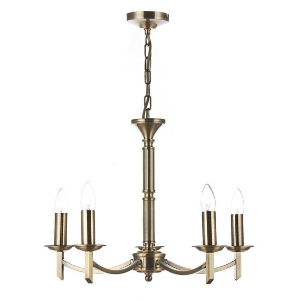 Ambassador 5 Light Chandelier Pendant in Antique Brass