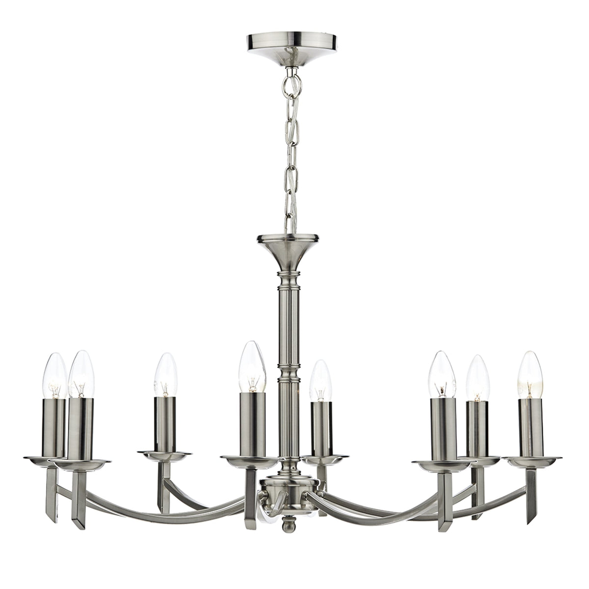 Ambassador 8 Light Chandelier Pendant in Satin Chrome