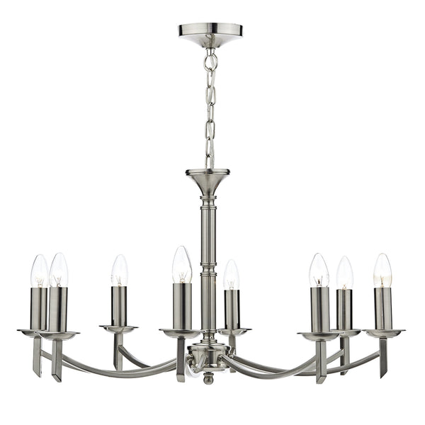 Ambassador 8 Light Chandelier Pendant in Satin Chrome
