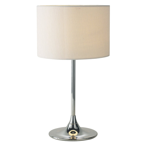 Delta Table Lamp in Polished Chrome with Ivory Shade