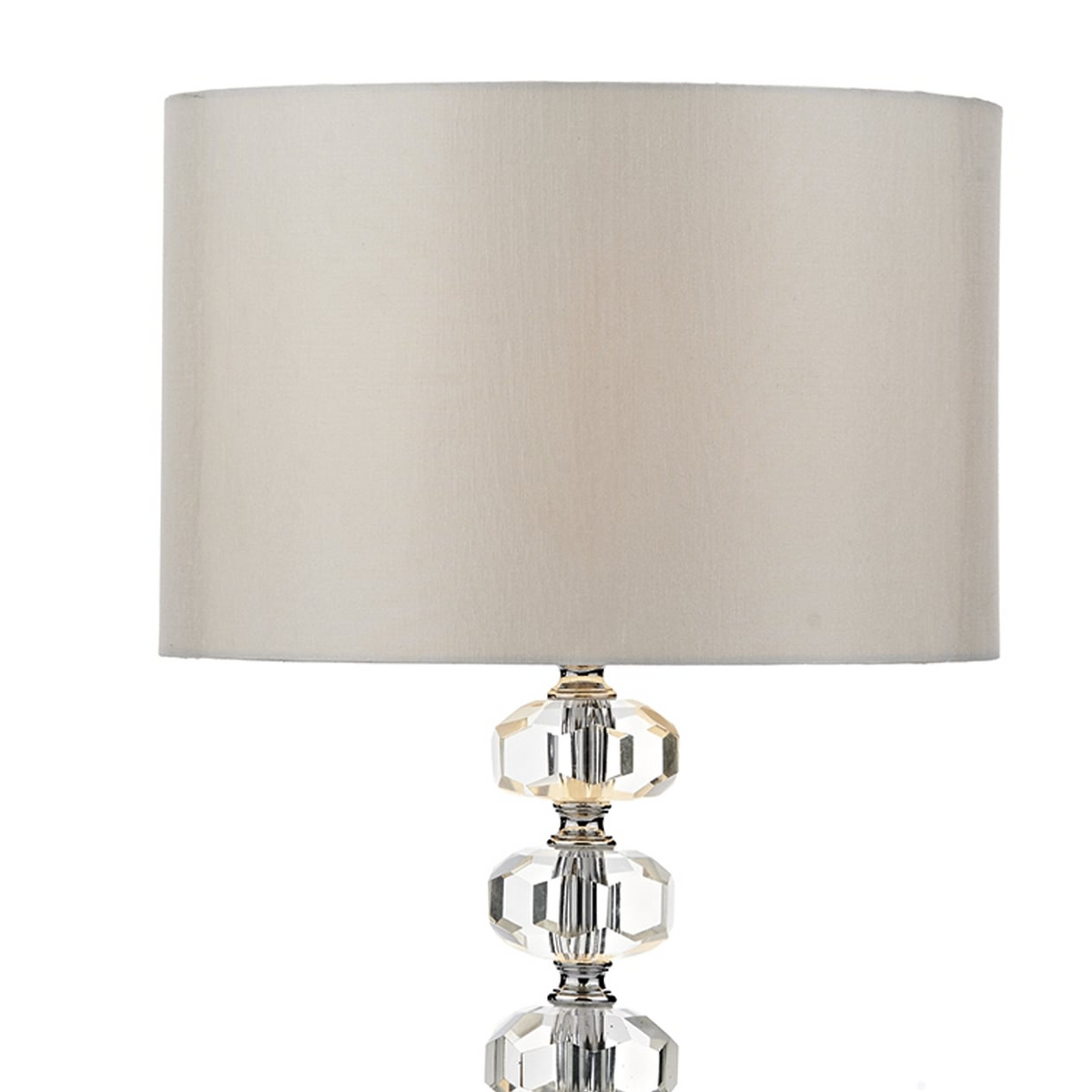 Oleana Table Lamp  in Polished Chrome and Crystal with Faux Silk Shade