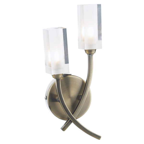 Morgan Double Wall Light in Antique Brass