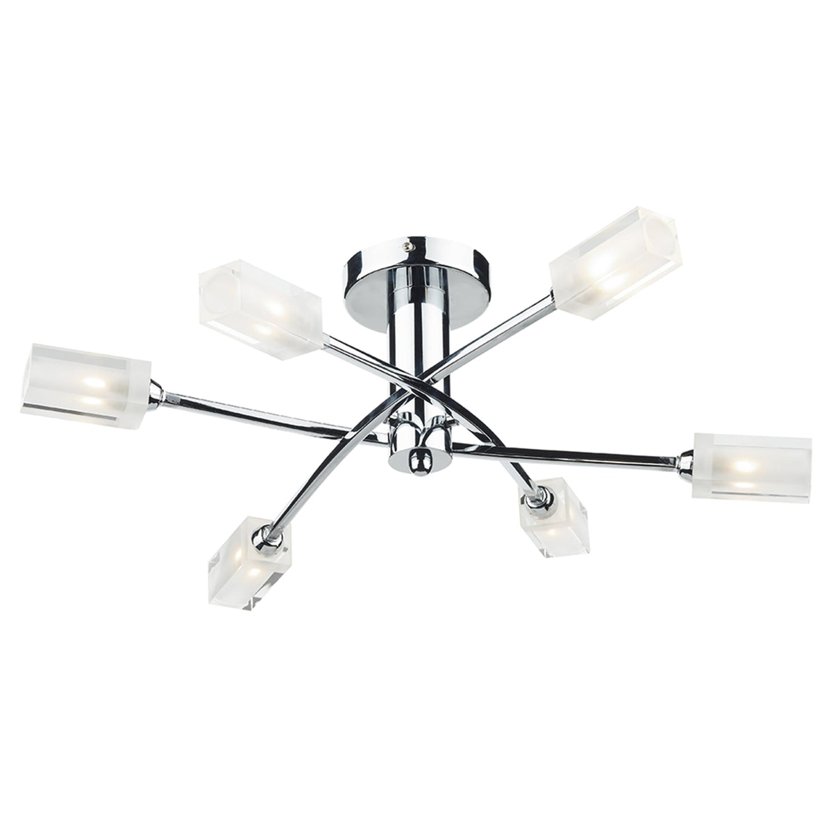 Morgan Six Light Semi Flush Fitting in Polished Chrome