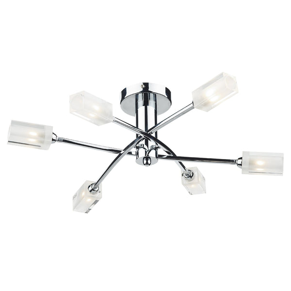 Morgan Six Light Semi Flush Fitting in Polished Chrome