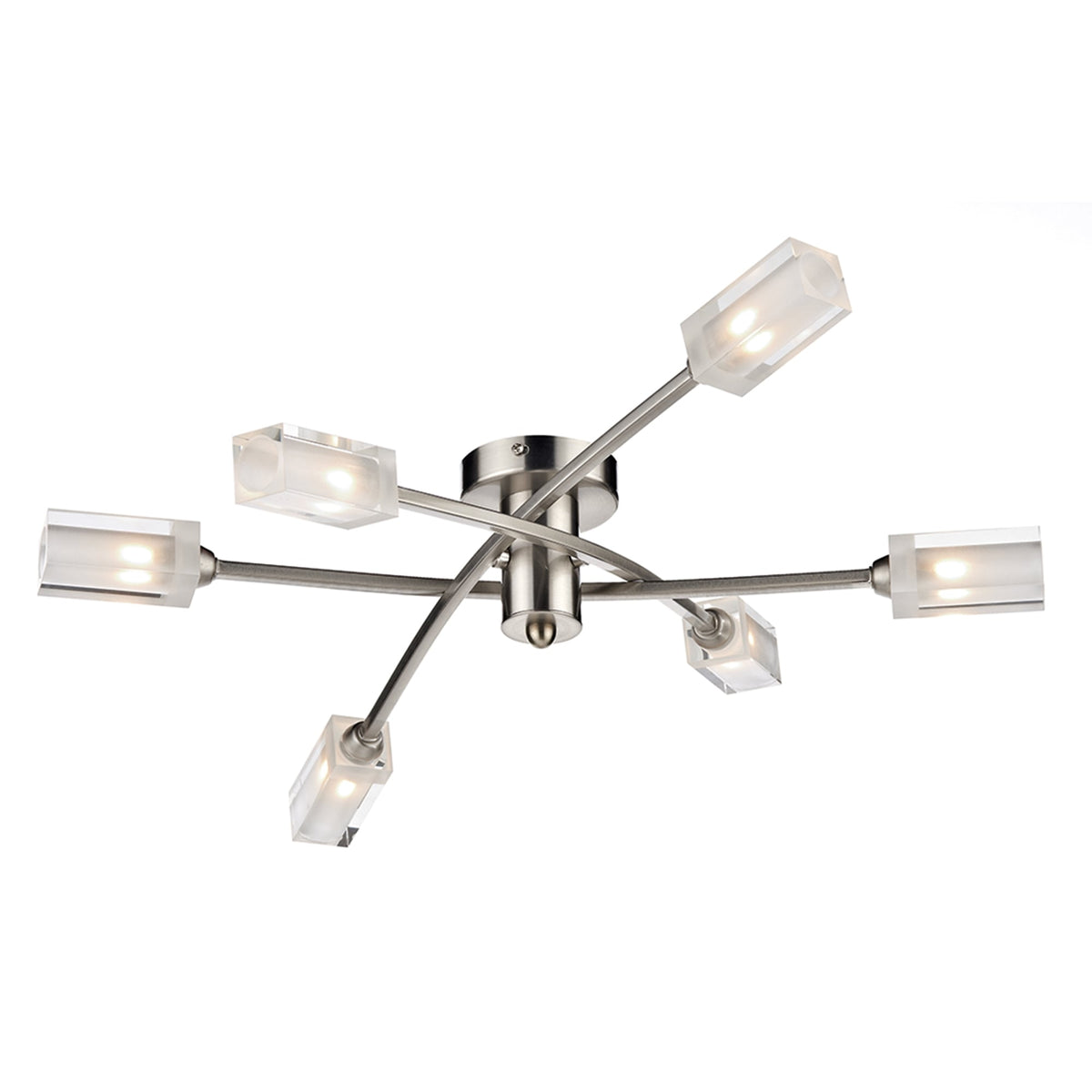 Morgan Six Light Semi Flush Fitting in Satin Chrome