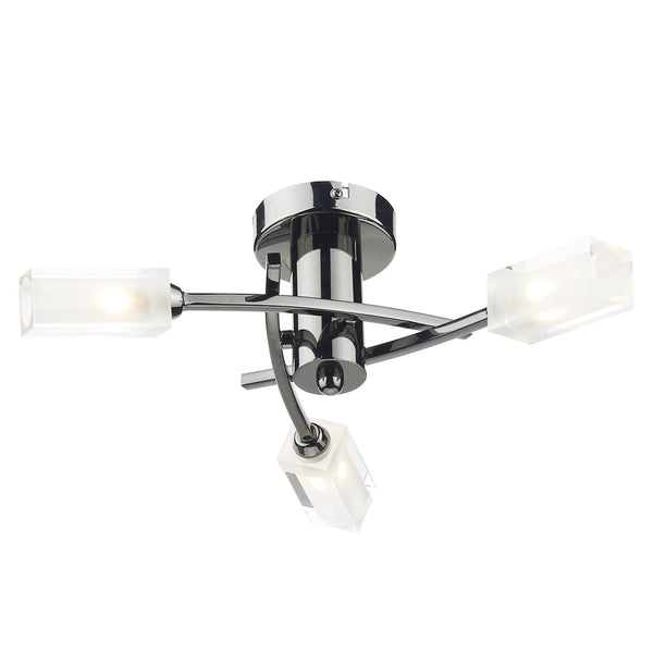 Morgan Triple Light Semi Flush Fitting in Black Chrome