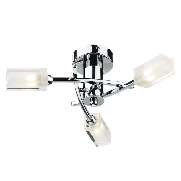 Morgan Triple Light Semi Flush Fitting in Polished Chrome