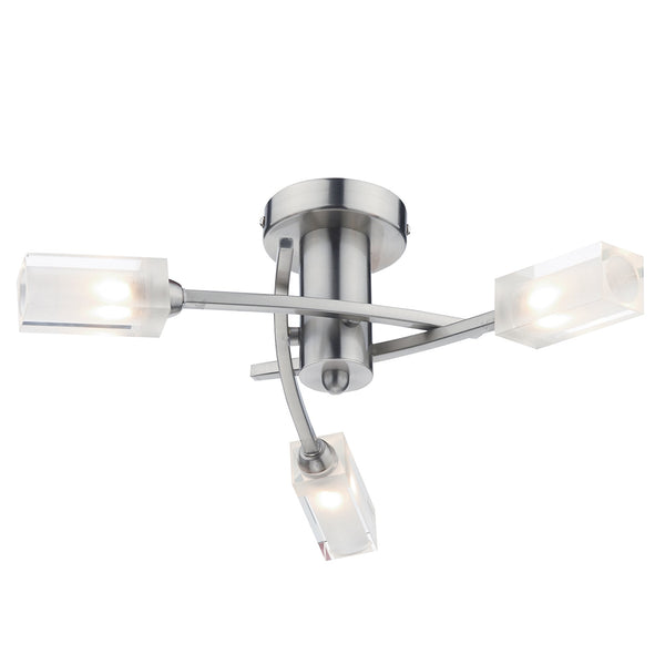 Morgan Triple Light Semi Flush Fitting in Satin Chrome