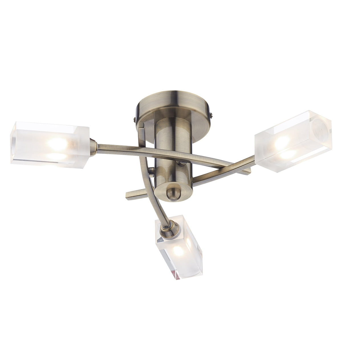 Morgan Triple Light Semi Flush Fitting in Antique Brass