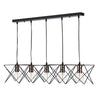 Midi Five Light Bar Pendant in Matt Black and Copper